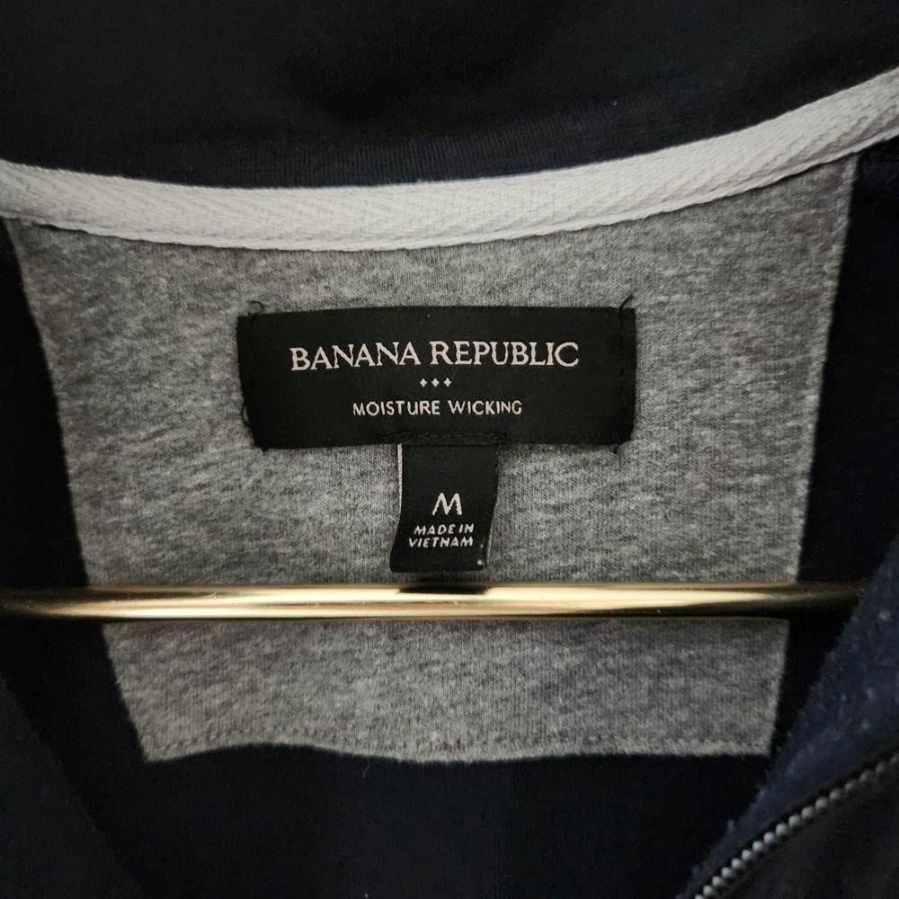 Banana Republic Mens Navy Blue Moisture Wicking Quarter Zip Pullover Sweater M - Picture 3 of 5